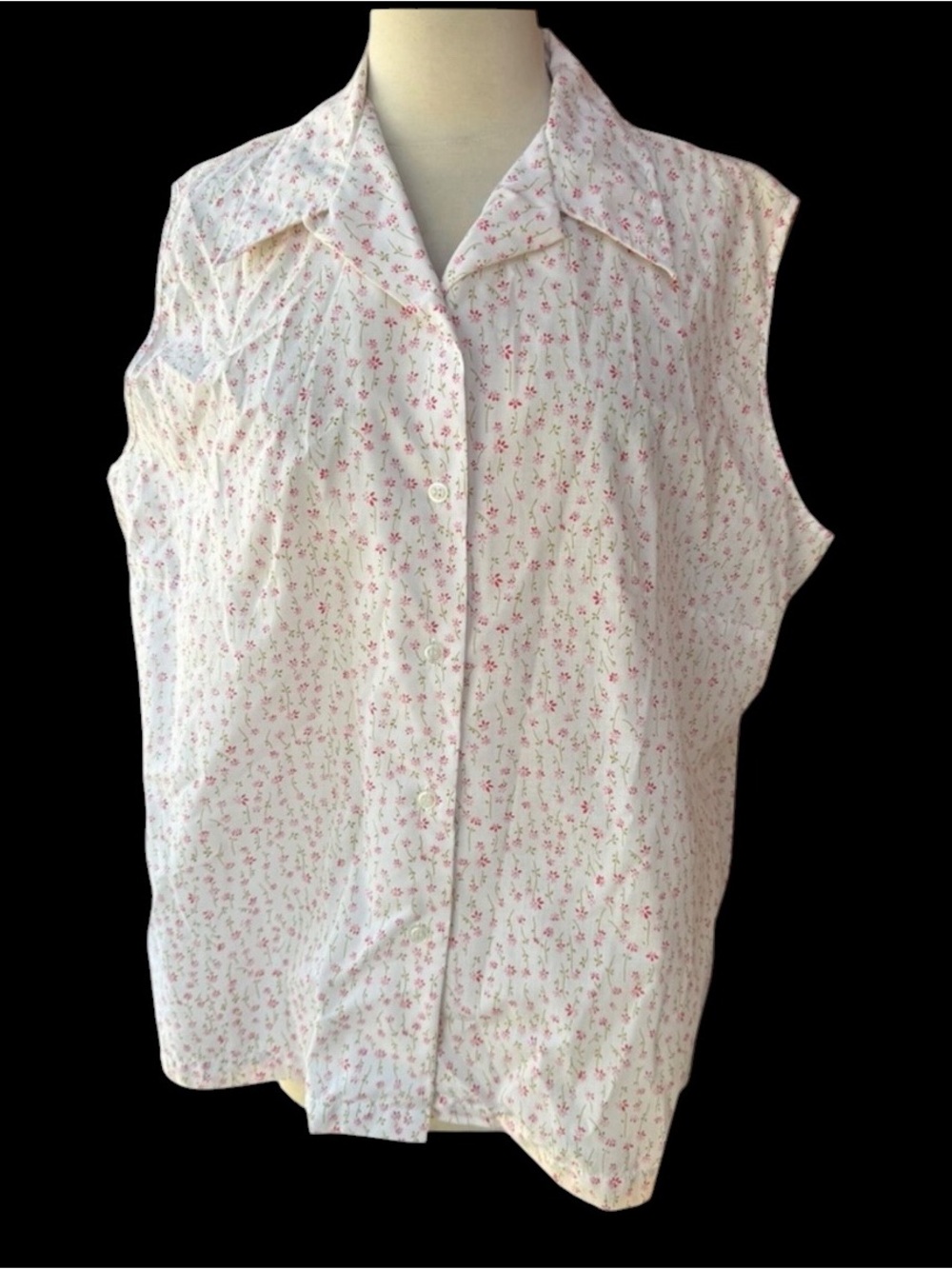 Late 1980s/Early 90s Merriweather Pink Ditsy Floral Poly/Cotton Blend Sleeveless